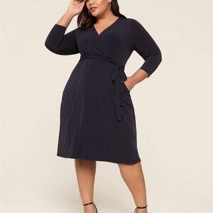Brand New Lane Bryant 26/28 Faux Wrap Jersey Dress Night Sky